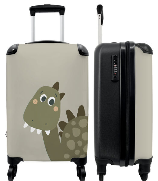 Bagage à main Valise avec 4 roues et serrure TSA (Dinosaure - Vert - Enfants - Garçon - Design)