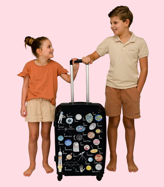 Bagage à main Valise avec 4 roues et serrure TSA (Alphabet - Planètes - Espace - Astronaute - Enfants)