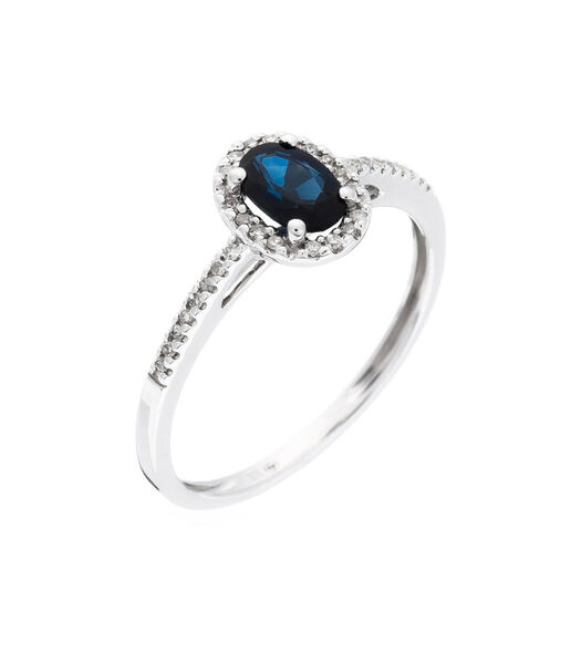 Ring 'Royal Blue Saphir' witgoud en diamanten