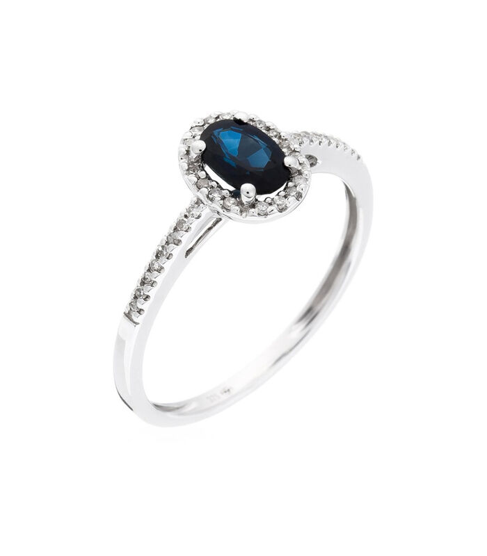 Ring 'Royal Blue Saphir' witgoud en diamanten image number 0