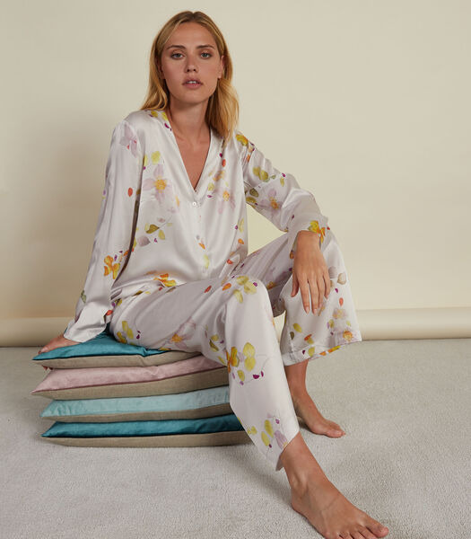 Eclatante - Pyjama long en satin de soie