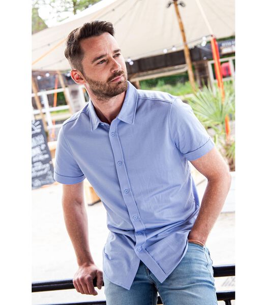 Suitable Prestige Earl Short Sleeve Overhemd Lichtblauw