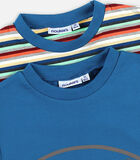 Set van 2 katoenen t-shirts, gestreept en koningsblauw image number 4
