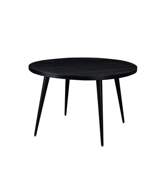 Black Omerta - Table de salle à manger - mangue - noir - rond - dia 120cm - pieds en acier - revêtement noir