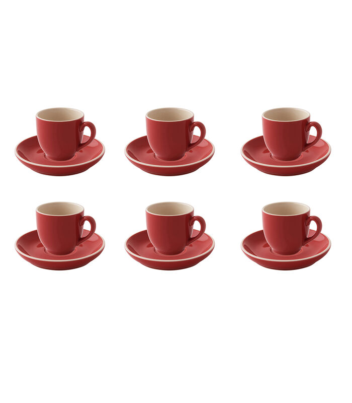 Kop en schotel Colors 14 cl - 12 cm Rood 6 stuks image number 0