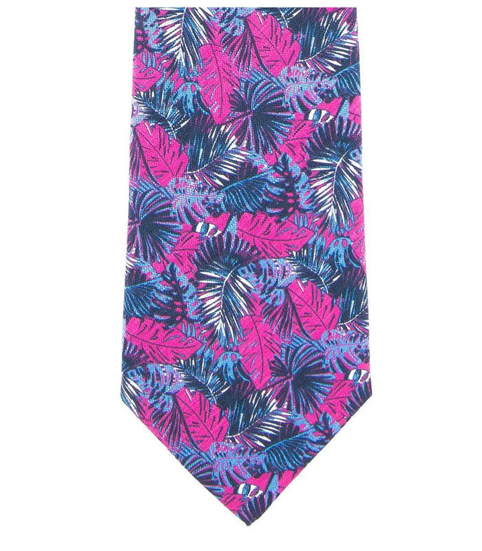 Cravate motifs jungle en soie et coton image number 3