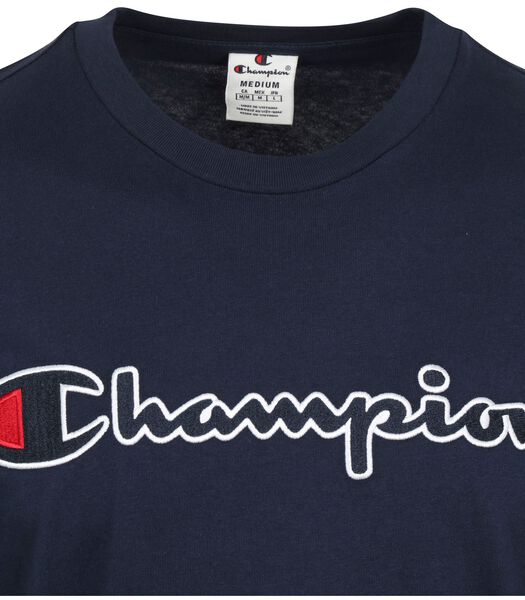 Champion T-shirt Manches Longues Script Logo Marine Bleu
