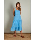 Felblauwe maxi jurk in bohemiaanse stijl image number 0