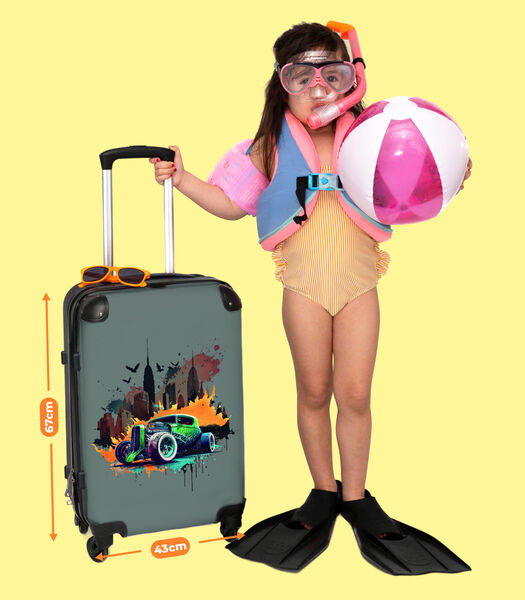 Handbagage Koffer met 4 wielen en TSA slot (Auto - New York - Graffiti - Groen)