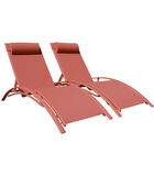Set van 2 GALAPAGOS ligstoelen in textilene terracotta - aluminium terracotta image number 0