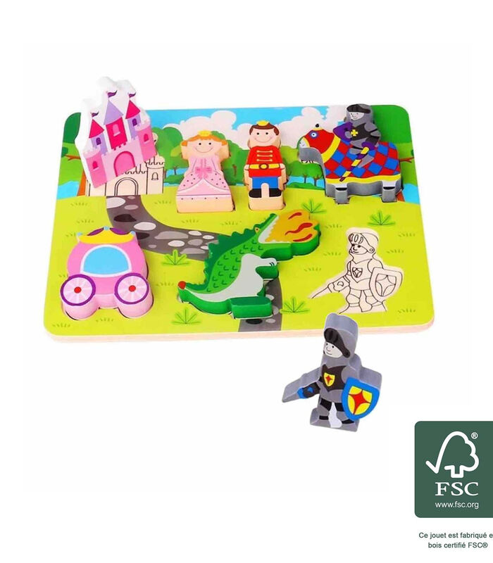 Babyspeelgoed  houten puzzel Prinses en Prins image number 4