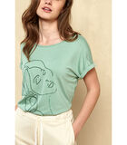 Muntgroene T-shirt met pailletten image number 0