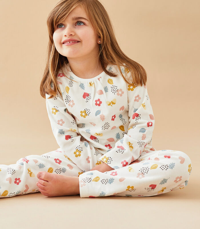 Pyjama 2 pièces fleuri en velours, multicolore image number 1