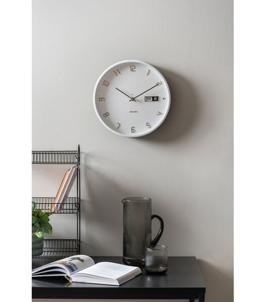 Horloge murale Data Flip - Blanc - Ø30cm