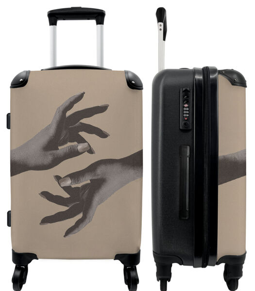 Handbagage Koffer met 4 wielen en TSA slot (Abstract - Hand - Beige - Kunst)