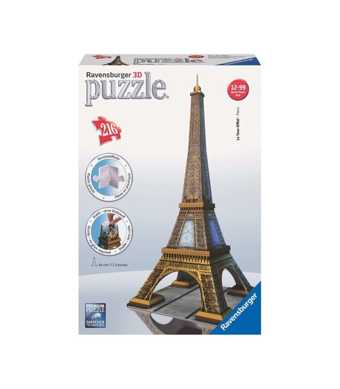 3D puzzel gebouw Eiffeltoren - 216 stukjes image number 0