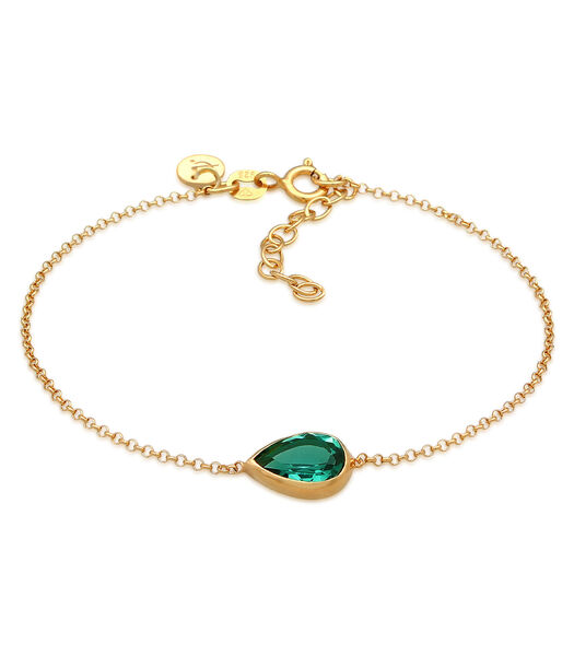 Bracelet Elli Premium Bracelet Femmes Goutte Étincelant Vert Avec Quartz En Argent Sterling 925 Plaqué Or
