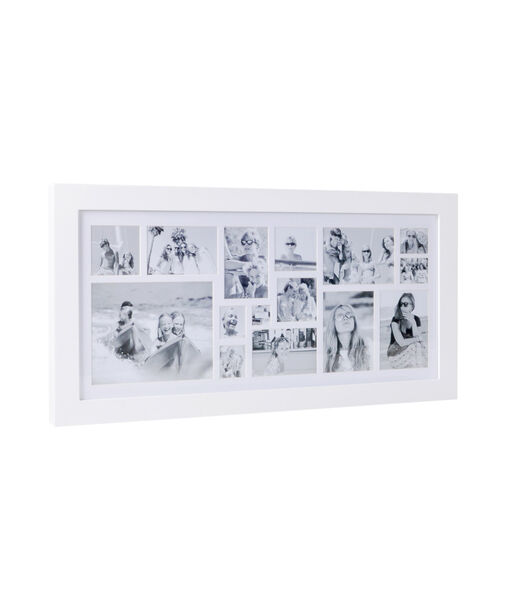 XLBoom Image Cadre photo - Cadre collage pour 15 photos - En bois - Blanc