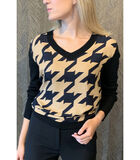 Coole trui met patroon dessin in zwart/beige image number 0