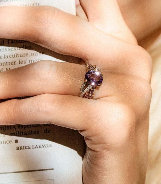 Ring 'Ballarat Améthyste' geelgoud en diamanten