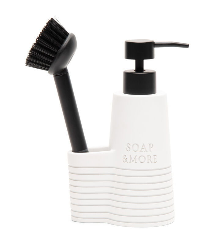 Distributeur de savon Pompe à savon avec brosse - Ensemble de nettoyage Soap & More - Noir et Blanc image number 2