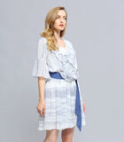 Mini-jurk van chiffon met lineaire print en ruches image number 1
