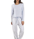 Pyjama indoor outfit broek top lange mouwen Vichy image number 0