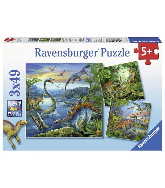 puzzle La fascination des dinosaures 3x49p