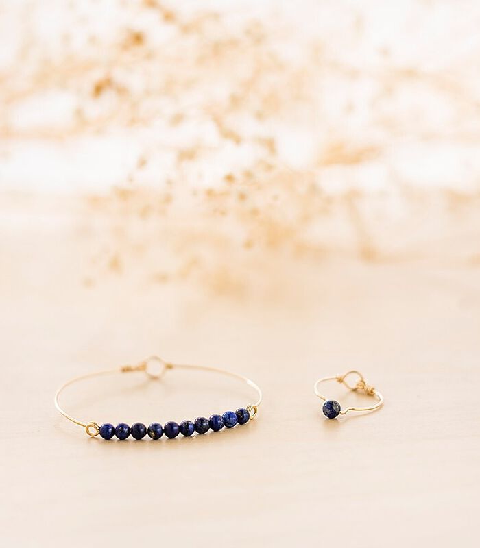 Bracelet Lapis Lazuli sur fil d'argent image number 2