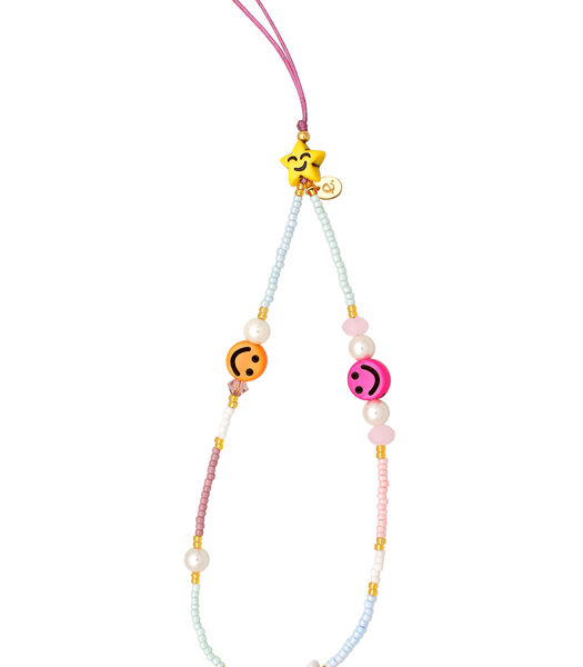 Accessoires De Bijouterie Femmes Chaîne Pour Téléphone Portable Beads Avec Smiling Face Multicolore En Argent Sterling 925 Plaqué Or