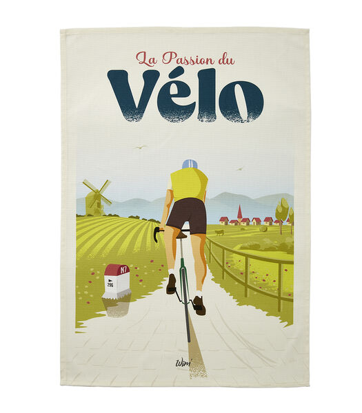 Wim' Passion vélo - Katoenen theedoek met print 50 x 75 cm