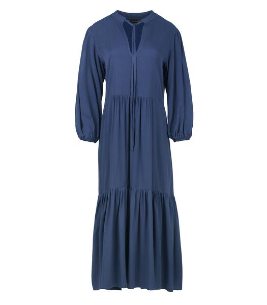 Marineblauwe midi-jurk met strikken