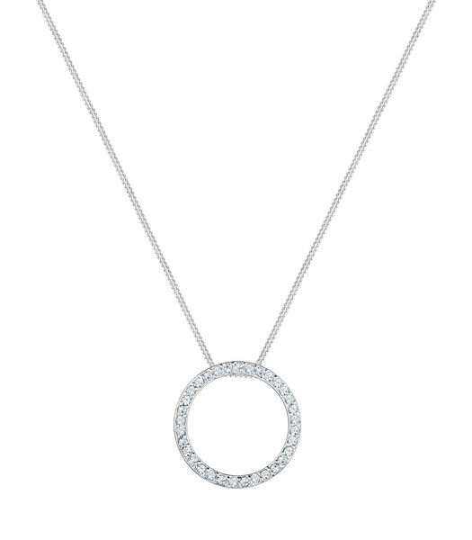 Halsketting Dames Cirkel Hanger Klassiek Met Kristallen In 925 Sterling Zilver