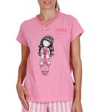 Pyjamashort t-shirt Goodnight Gorjuss Santoro roze image number 0