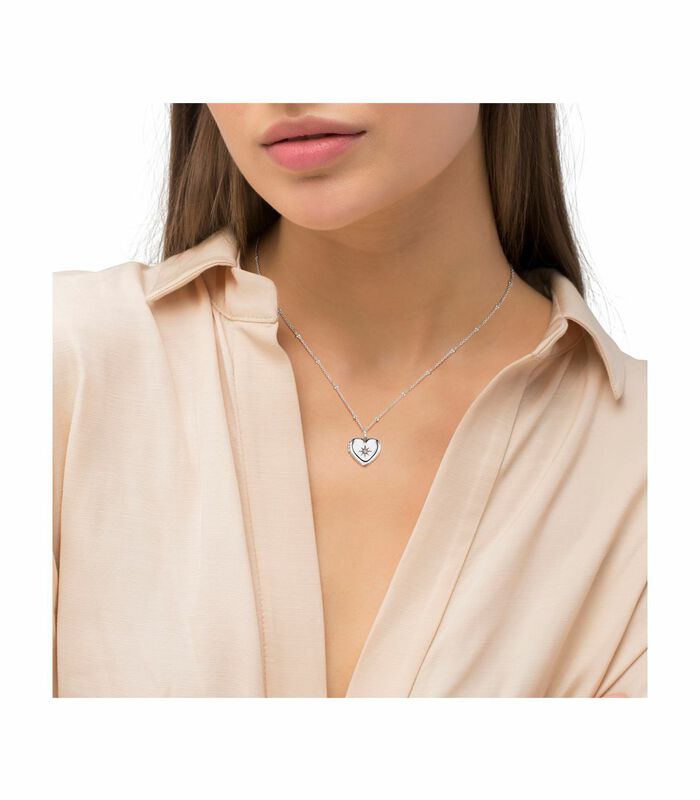 Chaîne avec pendentif pour dames, argent 925 Sterling, zirconium synth. | cœur image number 1