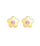 Boucles D'oreilles Enfants Clous D'oreilles Fleur Symbole Avec Cristal Rose En Argent Sterling 925 image number 1