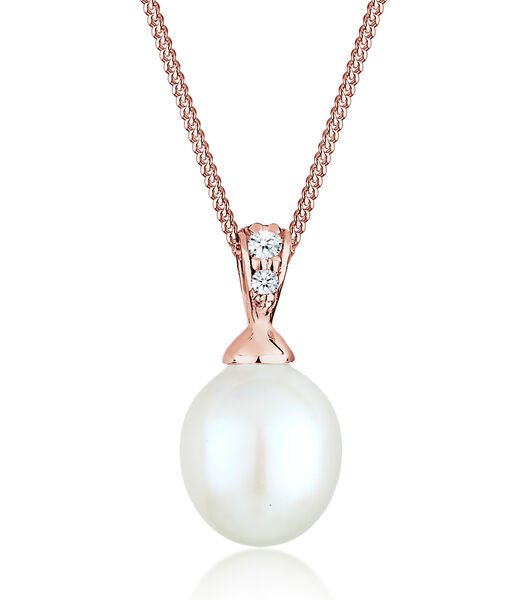 Collier Femme Perle Classique Avec Diamant (0.05 Ct.)  (925/1000) Argent