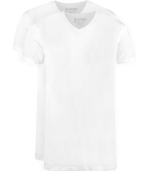 Slater T-shirts Lot de 2 Col-V Blanc