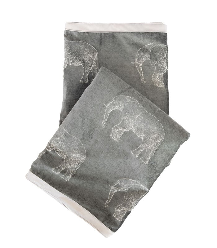 Plaid en velours gris avec éléphants brodées image number 0