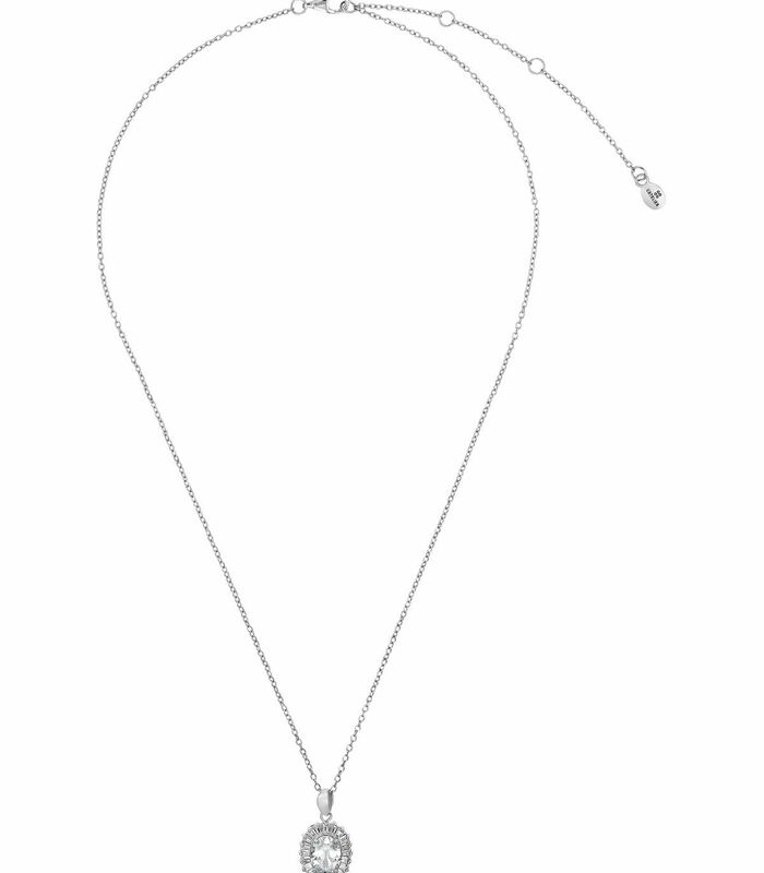 Ketting met hanger voor dames, sterlingzilver 925 gerhodineerd, zirkonia (synth.) image number 1