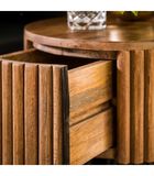 Barred - Table de chevet - ronde - 1 tiroir - bois de manguier massif - couleur sable image number 3