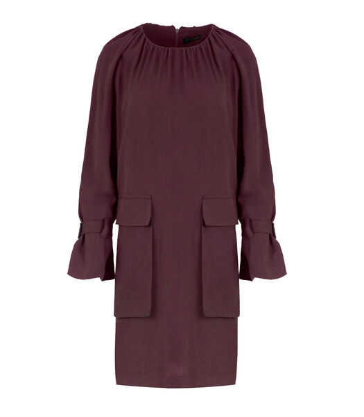 Bordeauxrode Tencel jurk met zakdetail