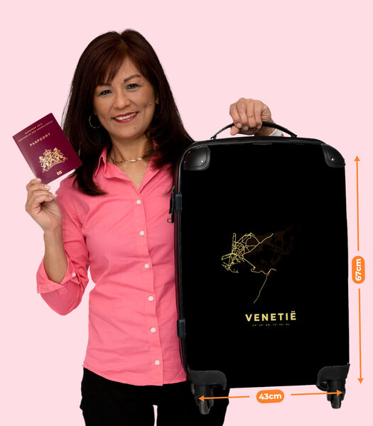 Bagage à main Valise avec 4 roues et serrure TSA (Venise - Or - Plan de ville - Cartes)