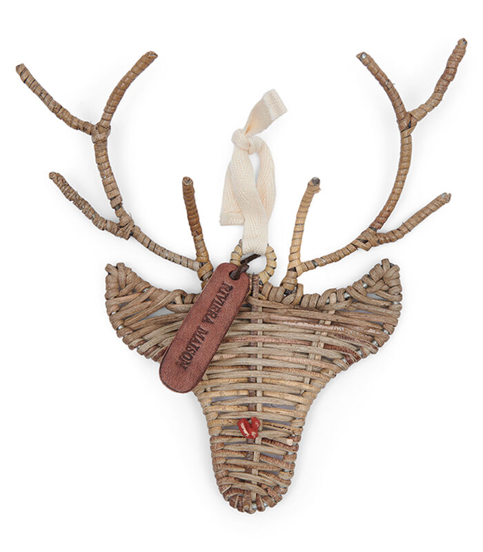 Kerst Ornament - Rustic Rattan Rudolph Ornament - Naturel image number 0