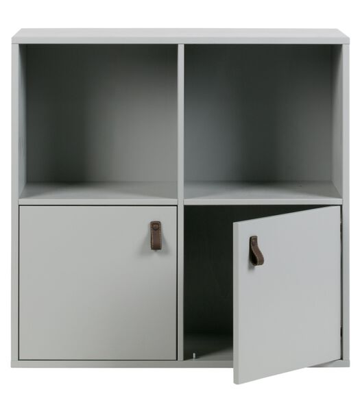 Armoire basse de rangement 4 compartiments - Pin  - Gris - 81x81x35 cm - Lower case