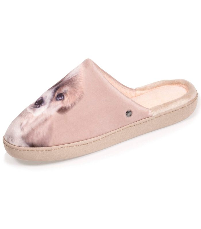 Chaussons mules femme chien Beige image number 0