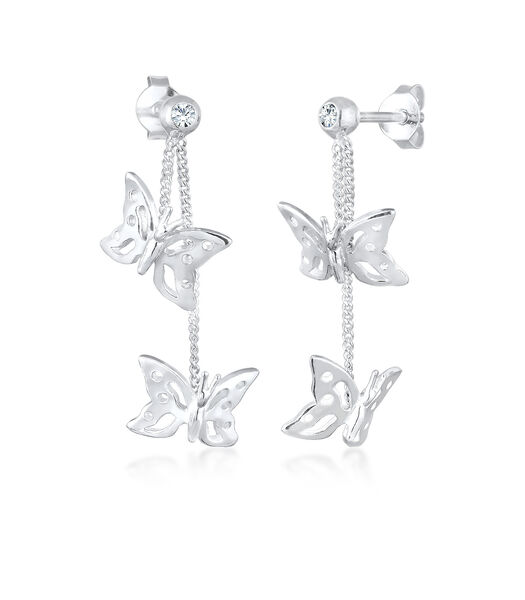 Boucles D'oreilles Femmes Pendentif D'oreilles Tendance Papillon Nature Avec Cristaux En Argent Sterling 925