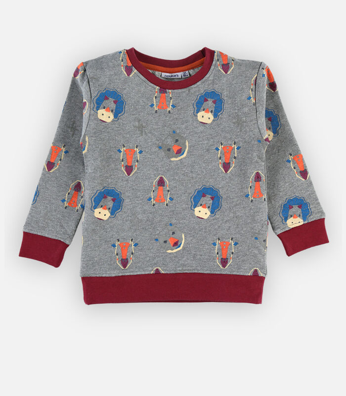 Sweatshirt met dierenprints, lichtgrijs image number 2