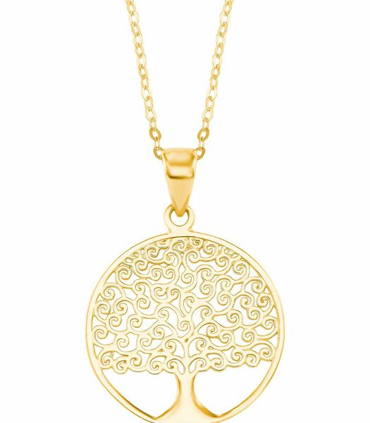Chaîne avec pendentif pour dames, or 375 | arbre de vie