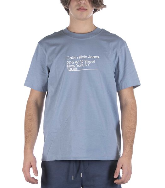 Calvin Klein Adres Logo Blauw T-Shirt